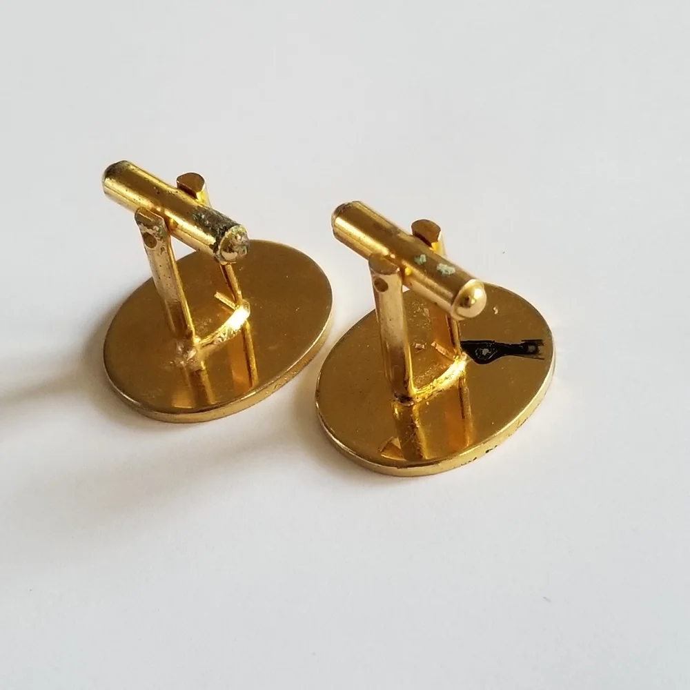 Vintage Johnson family crest cuff links cufflinks gold tone coat of arms